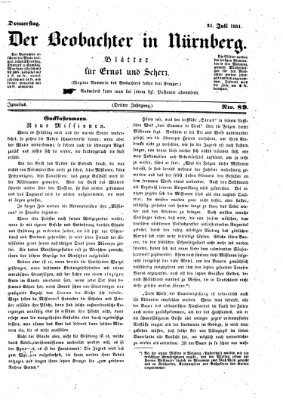 Der Beobachter in Nürnberg (Nürnberger Beobachter) Donnerstag 31. Juli 1851