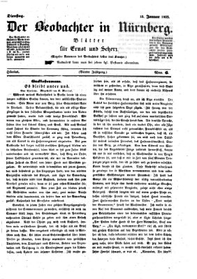 Der Beobachter in Nürnberg (Nürnberger Beobachter) Dienstag 13. Januar 1852