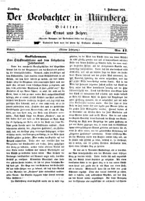Der Beobachter in Nürnberg (Nürnberger Beobachter) Samstag 7. Februar 1852