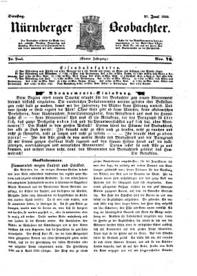 Nürnberger Beobachter Dienstag 29. Juni 1852