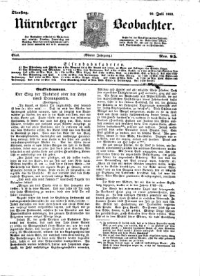 Nürnberger Beobachter Dienstag 20. Juli 1852