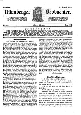 Nürnberger Beobachter Samstag 21. August 1852