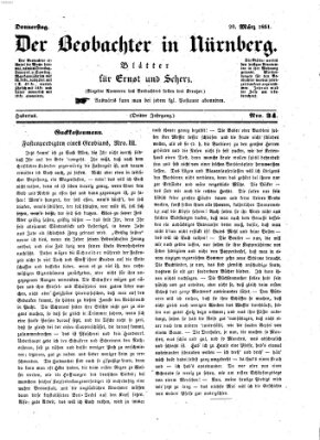 Der Beobachter in Nürnberg (Nürnberger Beobachter) Donnerstag 20. März 1851