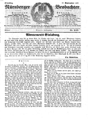 Nürnberger Beobachter Dienstag 29. September 1857