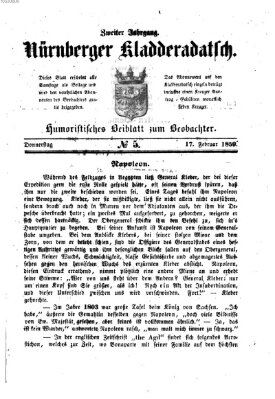 Nürnberger Kladderadatsch (Nürnberger Beobachter) Donnerstag 17. Februar 1859