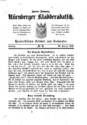 Nürnberger Kladderadatsch (Nürnberger Beobachter) Samstag 26. Februar 1859