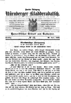 Nürnberger Kladderadatsch (Nürnberger Beobachter) Samstag 30. April 1859