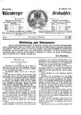 Nürnberger Beobachter Donnerstag 3. Oktober 1861