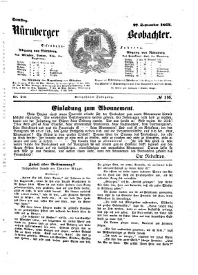 Nürnberger Beobachter Samstag 27. September 1862