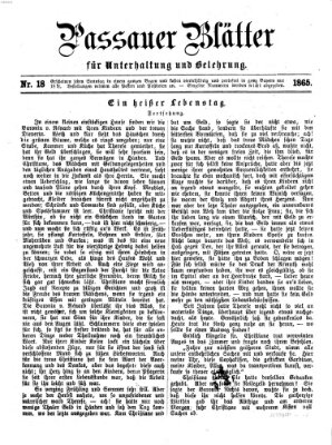 Passauer Blätter für Unterhaltung und Belehrung Sonntag 7. Mai 1865