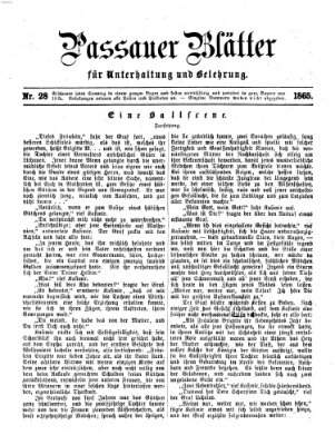 Passauer Blätter für Unterhaltung und Belehrung Sonntag 16. Juli 1865