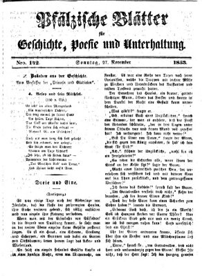 Pfälzische Blätter für Geschichte, Poesie und Unterhaltung (Zweibrücker Wochenblatt) Sonntag 27. November 1853