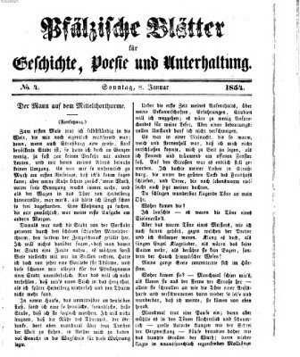 Pfälzische Blätter für Geschichte, Poesie und Unterhaltung (Zweibrücker Wochenblatt) Sonntag 8. Januar 1854