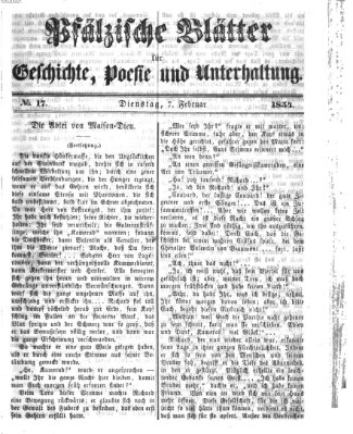 Pfälzische Blätter für Geschichte, Poesie und Unterhaltung (Zweibrücker Wochenblatt) Dienstag 7. Februar 1854
