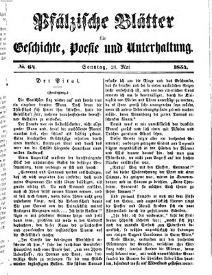 Pfälzische Blätter für Geschichte, Poesie und Unterhaltung (Zweibrücker Wochenblatt) Sonntag 28. Mai 1854
