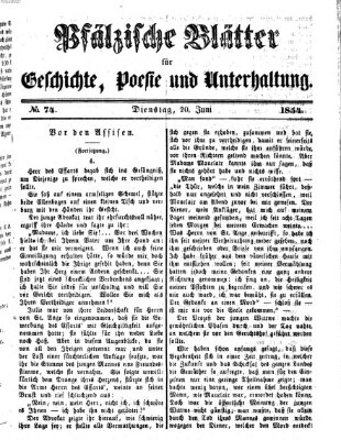 Pfälzische Blätter für Geschichte, Poesie und Unterhaltung (Zweibrücker Wochenblatt) Dienstag 20. Juni 1854