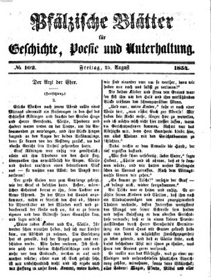 Pfälzische Blätter für Geschichte, Poesie und Unterhaltung (Zweibrücker Wochenblatt) Freitag 25. August 1854