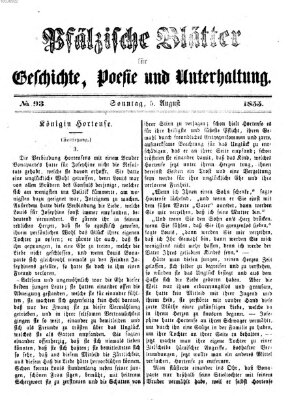 Pfälzische Blätter für Geschichte, Poesie und Unterhaltung (Zweibrücker Wochenblatt) Sonntag 5. August 1855