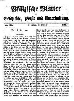 Pfälzische Blätter für Geschichte, Poesie und Unterhaltung (Zweibrücker Wochenblatt) Sonntag 21. Oktober 1855