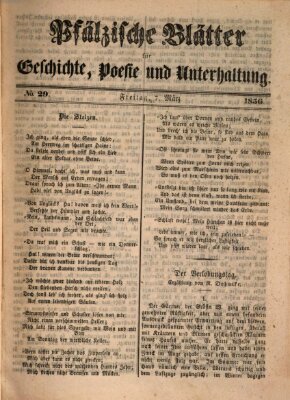 Pfälzische Blätter für Geschichte, Poesie und Unterhaltung (Zweibrücker Wochenblatt) Freitag 7. März 1856