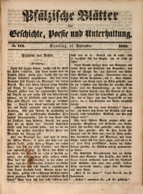Pfälzische Blätter für Geschichte, Poesie und Unterhaltung (Zweibrücker Wochenblatt) Sonntag 21. September 1856