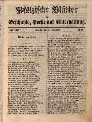 Pfälzische Blätter für Geschichte, Poesie und Unterhaltung (Zweibrücker Wochenblatt) Dienstag 9. Dezember 1856