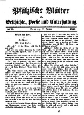 Pfälzische Blätter für Geschichte, Poesie und Unterhaltung (Zweibrücker Wochenblatt) Sonntag 25. Januar 1857