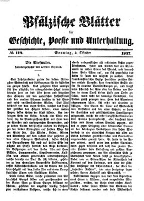 Pfälzische Blätter für Geschichte, Poesie und Unterhaltung (Zweibrücker Wochenblatt) Sonntag 4. Oktober 1857