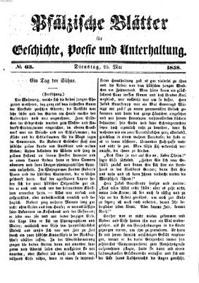 Pfälzische Blätter für Geschichte, Poesie und Unterhaltung (Zweibrücker Wochenblatt) Dienstag 25. Mai 1858