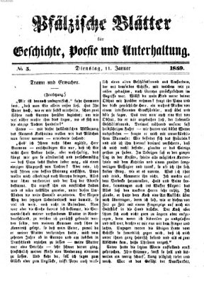Pfälzische Blätter für Geschichte, Poesie und Unterhaltung (Zweibrücker Wochenblatt) Dienstag 11. Januar 1859