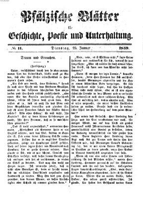 Pfälzische Blätter für Geschichte, Poesie und Unterhaltung (Zweibrücker Wochenblatt) Dienstag 25. Januar 1859