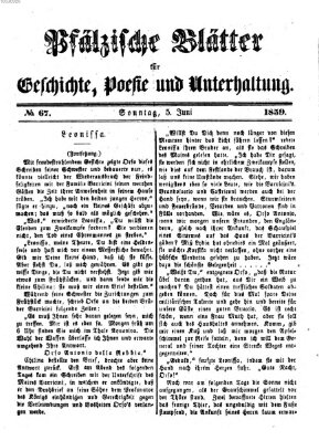 Pfälzische Blätter für Geschichte, Poesie und Unterhaltung (Zweibrücker Wochenblatt) Sonntag 5. Juni 1859