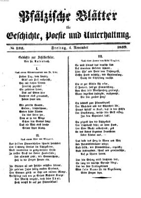 Pfälzische Blätter für Geschichte, Poesie und Unterhaltung (Zweibrücker Wochenblatt) Freitag 4. November 1859