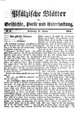 Pfälzische Blätter für Geschichte, Poesie und Unterhaltung (Zweibrücker Wochenblatt) Sonntag 20. Januar 1861