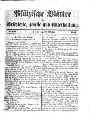 Pfälzische Blätter für Geschichte, Poesie und Unterhaltung (Zweibrücker Wochenblatt) Dienstag 29. Oktober 1861