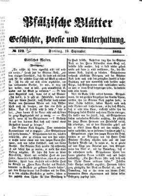 Pfälzische Blätter für Geschichte, Poesie und Unterhaltung (Zweibrücker Wochenblatt) Freitag 19. September 1862