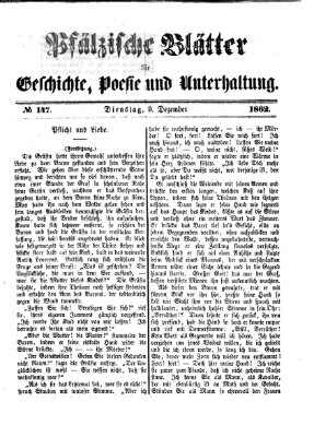 Pfälzische Blätter für Geschichte, Poesie und Unterhaltung (Zweibrücker Wochenblatt) Dienstag 9. Dezember 1862