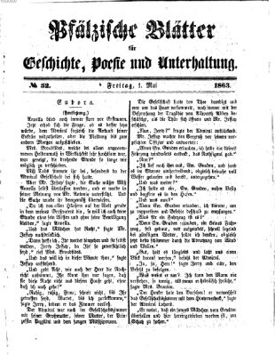 Pfälzische Blätter für Geschichte, Poesie und Unterhaltung (Zweibrücker Wochenblatt) Freitag 1. Mai 1863