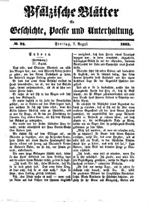 Pfälzische Blätter für Geschichte, Poesie und Unterhaltung (Zweibrücker Wochenblatt) Freitag 7. August 1863