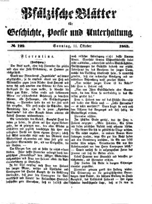 Pfälzische Blätter für Geschichte, Poesie und Unterhaltung (Zweibrücker Wochenblatt) Sonntag 11. Oktober 1863