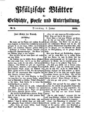 Pfälzische Blätter für Geschichte, Poesie und Unterhaltung (Zweibrücker Wochenblatt) Dienstag 5. Januar 1864