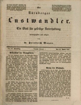Süddeutsche Blätter für Leben, Wissenschaft und Kunst Samstag 22. April 1837