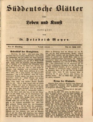 Süddeutsche Blätter für Leben, Wissenschaft und Kunst Samstag 22. Juli 1837
