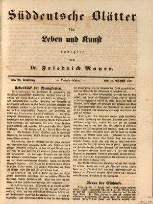 Süddeutsche Blätter für Leben, Wissenschaft und Kunst Samstag 19. August 1837