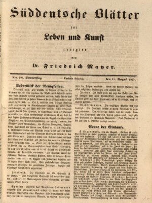 Süddeutsche Blätter für Leben, Wissenschaft und Kunst Donnerstag 31. August 1837