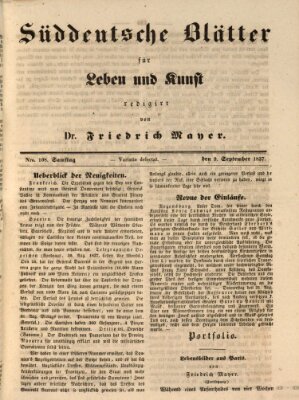 Süddeutsche Blätter für Leben, Wissenschaft und Kunst Samstag 9. September 1837