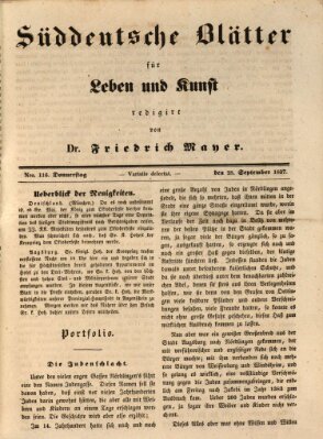 Süddeutsche Blätter für Leben, Wissenschaft und Kunst Donnerstag 28. September 1837
