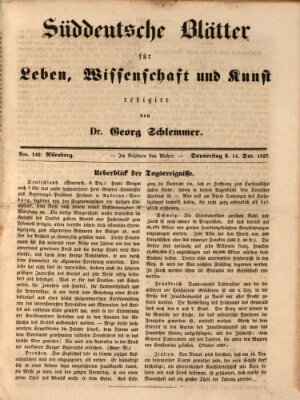 Süddeutsche Blätter für Leben, Wissenschaft und Kunst Donnerstag 14. Dezember 1837