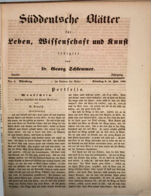Süddeutsche Blätter für Leben, Wissenschaft und Kunst Dienstag 16. Januar 1838