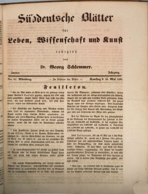 Süddeutsche Blätter für Leben, Wissenschaft und Kunst Samstag 26. Mai 1838
